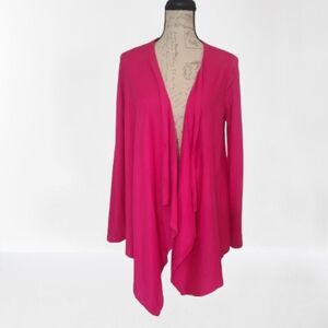 Seed Supply Co Organic Cotton Waterfall Cardigan Sweater Jacket Hot Pink Lg